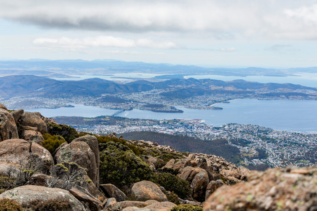 A view of Greater Hobart from kunyani/Mt Wellington