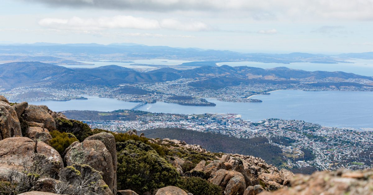 A view of Greater Hobart from kunyani/Mt Wellington